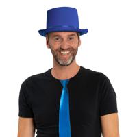 Carnaval verkleedset hoed en stropdas - blauw - volwassenen/unisex - feestkleding accessoires - thumbnail