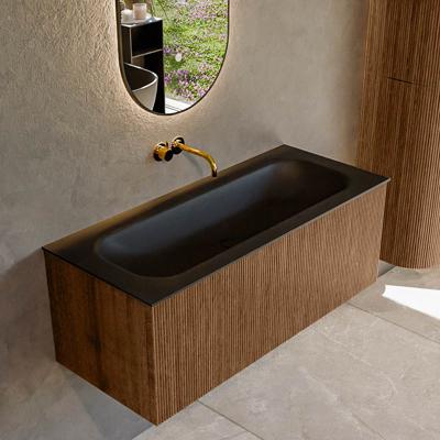 Badmeubel Mondiaz Kurve | 110 cm | Meubelkleur Walnut | Wastafelkleur Urban | Midden spoelbak | Zonder kraangaten