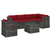 vidaXL 7-delige Loungeset met kussens pallet massief grenenhout