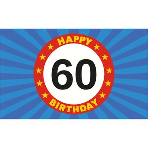 Happy birthday 60 jaar verjaardag versiering vlag 150 x 90 cm   -