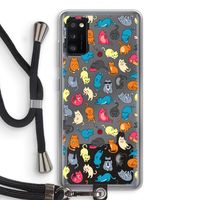 Kleurrijke katten: Samsung Galaxy A41 Transparant Hoesje met koord