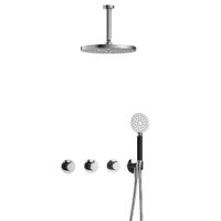 Hotbath Cobber Inbouw Regendoucheset Met Thermostaatkraan, 2 Stopkranen, Plafondbuis 15cm, Hoofddouche 30cm En 3-Standen Handdouche Chroom - thumbnail