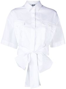 MSGM chemise crop à détail de nœud - Blanc