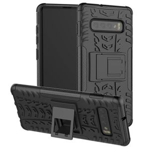 Antislip Samsung Galaxy S10 Hybrid Case met Standaard - Zwart