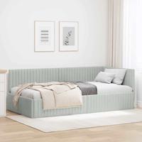 Hoekbedframe met hoofdeinde Lichtgrijs 100 x 200 cm Fluweel