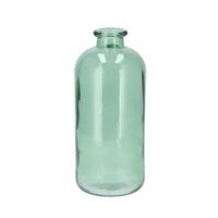 Bloemenvaas fles model - helder gekleurd glas - zeegroen - D11 x H25 cm
