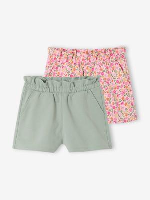 Set van 2 meisjesshorts saliegroen