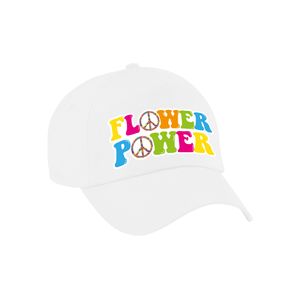 Flower power verkleed pet/cap wit volwassenen