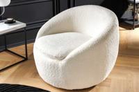 Design draaifauteuil ALPINE wit Bouclé 360° met armleuningen - 43531