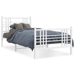 Bedframe met hoofd- en voeteneinde metaal wit 90x190 cm