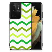 Samsung Galaxy S21 Ultra Back Case Zigzag Groen
