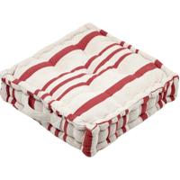 Stof Textile Vloerkussen Beach - creme wit/steenrood - katoen - 45 x 45 x 10 cm - Extra dik