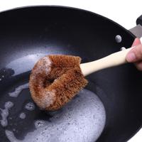 10 PC'S natuurlijke kokos Palm non-stick olie lange handvat pot borstel schoonmaken borstel keuken schoonmaken tool
