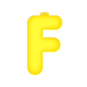 Opblaas letter F geel   -
