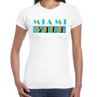 Toppers verkleed T-shirt dames - wit - Miami Vice - The Summer is Magic - Tropische feestkleding Toppers verkleed T-shirt dames - wit - Miami Vice - The Summer is Magic - Tropische feestkleding