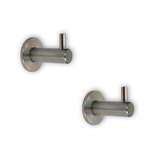 2x Luxe handdoekhaken / ophanghaken zilver van hoogwaardig RVS voor handdoek/theedoek 4,2 x 3,8 cm