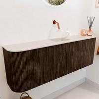 Toiletmeubel Mondiaz Joya Dlux | 123.2 cm | Meubelkleur Walnut | Faye wastafel Meli Wasbak Midden | Zonder kraangat(en) Toiletmeubel Mondiaz Joya Dlux | 123.2 cm | Meubelkleur Walnut | Faye wastafel Meli Wasbak Midden | Zonder kraangat(en)