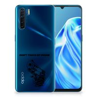 OPPO A91 Silicone-hoesje Gun Don't Touch My Phone - thumbnail