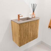 Toiletmeubel Mondiaz Joya Dlux | 51.6 cm | Meubelkleur Oak | Faye wastafel Saba Wasbak Links | 1 kraangat