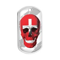 Identiteitsplaatje met doodshoofd met Zwitserse vlag Aluminium Dog Tags