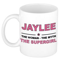 Naam cadeau mok/ beker Jaylee The woman, The myth the supergirl 300 ml   -