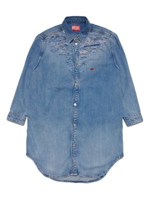 Diesel Kids robe en jean Deblex-FS-J à effet usé - Bleu