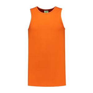 Sport singlet voor heren - oranje - mouwloos shirtje - katoen/elastaan - ademend