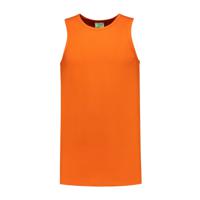 Sport singlet voor heren - oranje - mouwloos shirtje - katoen/elastaan - ademend