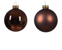Kerstbal glas d8 cm espresso ass 6st kerst - Decoris - thumbnail