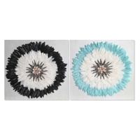 Wanddecoratie DKD Home Decor Wit Zwart 60 x 6 x 60 cm (2 Stuks)