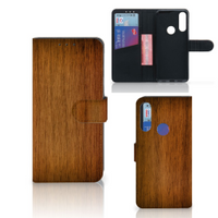Alcatel 1S 2020 Book Style Case Donker Hout - thumbnail