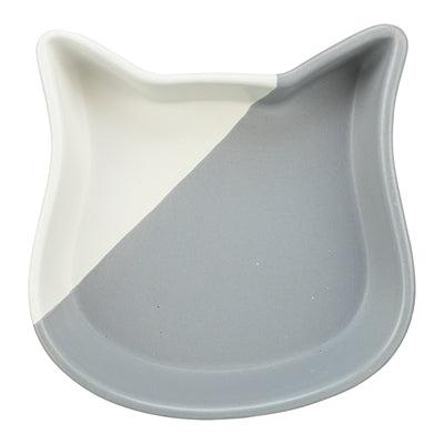 Trixie voerbak kat kattenkop keramiek grijs / wit