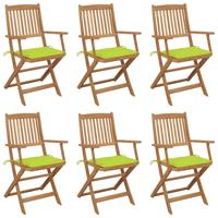 Tuinstoelen 6 st inklapbaar met kussens massief acaciahout
