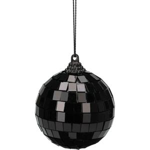 Christmas Decorations Disco kerstbal - zwart - 6 cm - kunststof/glas - discobol - spiegel