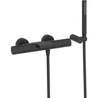 Tres Study bad thermostaatkraan waterval met handdouche opbouw rond zwart mat