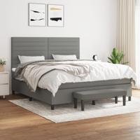 Boxspring met matras stof donkergrijs 180x200 cm