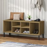 VidaXL Schoenenrek met metalen poten oslo 106x35x45cm grenenhout bruin