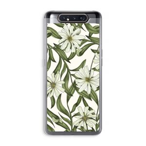 Wit bloemenpatroon: Samsung Galaxy A80 Transparant Hoesje