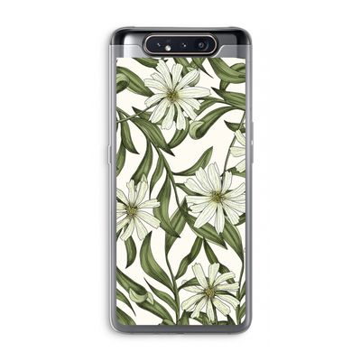 Wit bloemenpatroon: Samsung Galaxy A80 Transparant Hoesje