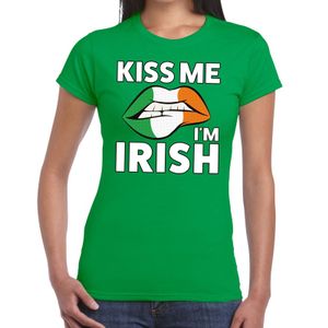 Kiss me i am Irish t-shirt groen dames