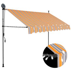 VidaXL Luifel handmatig uitschuifbaar met led 250 cm geel en blauw