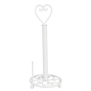 Clayre & Eef Keukenrolhouder Ø 18x39 cm Wit Ijzer Hart Rollenhouder