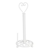 Clayre & Eef Keukenrolhouder Ø 18x39 cm Wit Ijzer Hart Rollenhouder