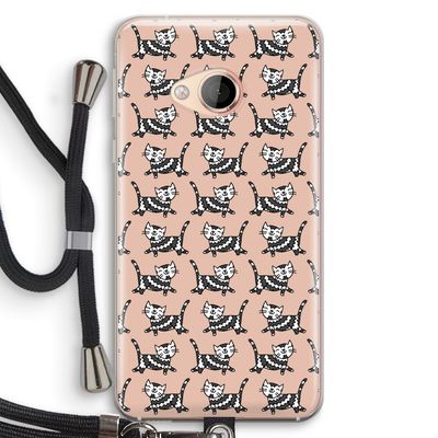 Zwarte poes: HTC U Play Transparant Hoesje met koord