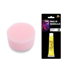 Carnaval schmink neon geel met sponsje - Glow in the Dark - 10 ml - grimeren - kind/volwassenen