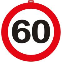 Decoratie verkeersbord 60 jaar - 47 cm - karton - deurbord - 60e verjaardag versiering
