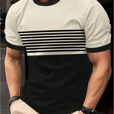 Bon&Bon Homme Men's Color-Block Striped Short Sleeve Casual T-Shirt Multicolor-8 / L
