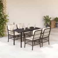 5-delige Tuinset met kussens poly rattan bruin