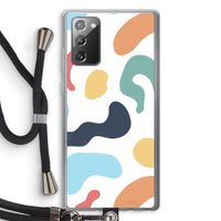 Memphis Shapes Blue: Samsung Galaxy Note 20 / Note 20 5G Transparant Hoesje met koord Memphis Shapes Blue: Samsung Galaxy Note 20 / Note 20 5G Transparant Hoesje met koord