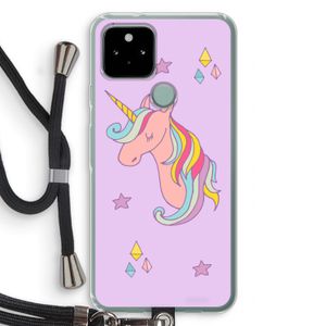 Roze eenhoorn: Pixel 5 Transparant Hoesje met koord